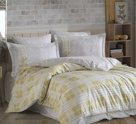 Постельное бельё с покрывалом Hobby Home &quot;EMPRIME DENIM&quot; (жёлтый), 1,5 спальный