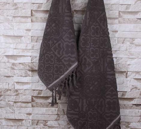 Полотенце махровое Arya Жаккард с бахромой 50x90 Scarlet, Темно-коричневый