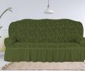 Чехол на 3-х местный диван Karteks &quot;Классика&quot; с оборкой KAR 014-09, зелёный