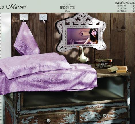 Комплект полотенец со стразами 30x50-50x100-75x140 Maison D'or &quot;ROSEMARINE&quot;, фиолетовый