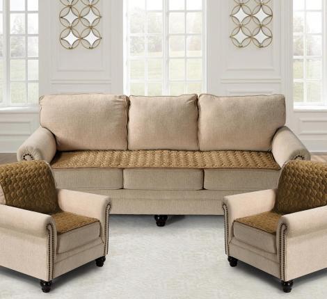 Комплект накидок на диван 90х210 и два кресла 90х160 Соты, светло-коричневый