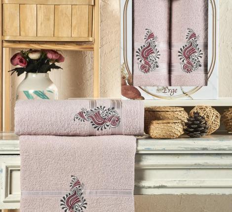 Комплект махровых полотенец &quot;TWO DOLPHINS&quot; (50x90/70х140) 2 шт. ERGE, светло-розовый