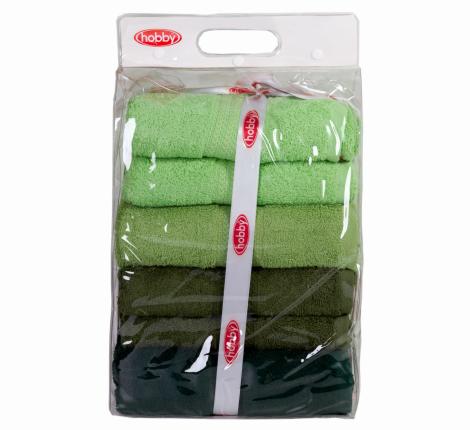 Комплект махровых полотенец 70x140*4 Hobby &quot;RAINBOW&quot;, зелёный