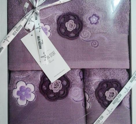 Комплект махровых полотенец  30x50-50x100-70x140 Maison D'or &quot;CRAFT&quot;, фиолетовый