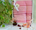 Комплект полотенец со стразами 32x50-50x100-70x140 Maison D'or &quot;DALIY&quot; грязно-розовый