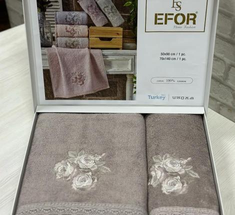 Набор махровых полотенец EFOR &quot;ROSE&quot; (50*90,70*140), кофейный