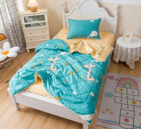 Постельное белье с одеялом детское &quot;Sofi de Marko&quot; Giraffe (синий) Сатин, 1,5 спальный