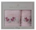 Набор махровых полотенец Pupilla &quot;EVA букет цветов&quot; 50х90+70х140, Розовый