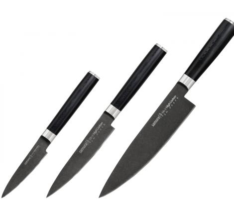 Набор из 3 ножей &quot;Samura Mo-V Stonewash&quot; в подарочной коробке(10, 21, 85), G-10