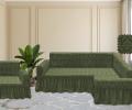 Чехол на 3-х местный угловой диван Karteks &quot;Классика&quot; с оборкой KAR 001-09, зелёный