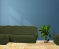 Комплект чехлов на 3-х местный угловой диван и кресло Karteks &quot;Классика&quot; KAR 009-09, зелёный
