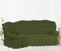 Чехол на 3-х местный угловой диван Karteks &quot;Классика&quot; с оборкой KAR 014-09, зелёный