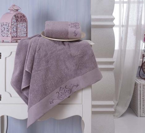 Комплект махровых полотенец &quot;KARNA&quot; VELSEN 50x90-70х140 см , Фиолетовый