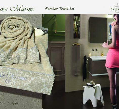 Комплект бамбуковых полотенец  50x100*2 Maison D'or &quot;ROSE MARINE&quot;, бежевый