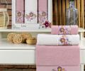 Комплект махровых полотенец &quot;MERZUKA&quot; (50x90/2)(70х140/1) 3 шт. LARA, светло-розовый