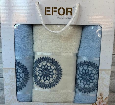 Набор махровых полотенец EFOR &quot;MANDALA&quot; (50*90-2шт,70*140), синий