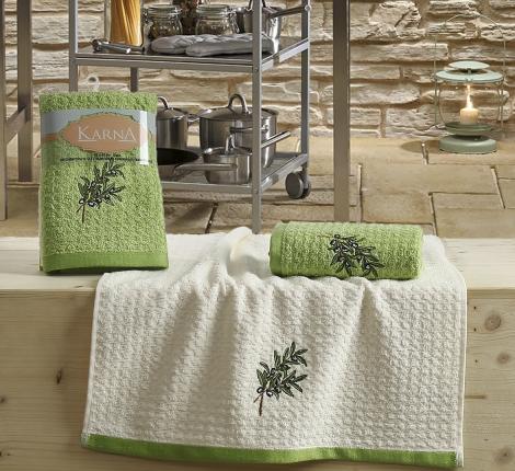Кухонные полотенца &quot;KARNA&quot; LEMON 45x65 1/2 Зеленый, V2