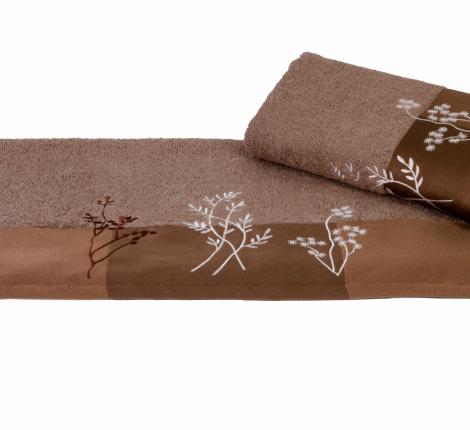 Махровое полотенце с вышивкой 70x140 Hobby &quot;FLORA&quot;, коричневый