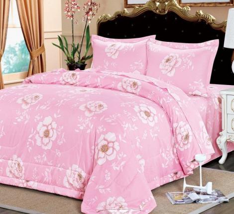 Постельное белье с одеялом &quot;Sofi de Marko&quot; Циния (розовая) Сатин, 1,5 спальный