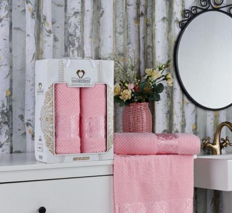 Комплект махровых полотенец &quot;TWO DOLPHINS&quot; (50x90/70х140) 2 шт. SEVAKIN, розовый