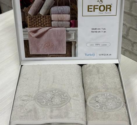 Набор махровых полотенец EFOR &quot;MOTIF GUPUR&quot; (50*90,70*140), серо-бежевый