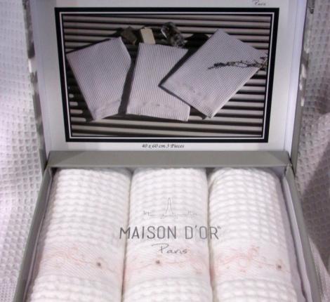 Салфетки вафельные со стразами Maison D'or &quot;BRISE APE&quot; 40х60-3шт., белый