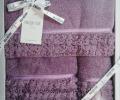 Комплект махровых полотенец  30x50-50x100-70x140 Maison D'or &quot;ROSA&quot;, фиолетовый