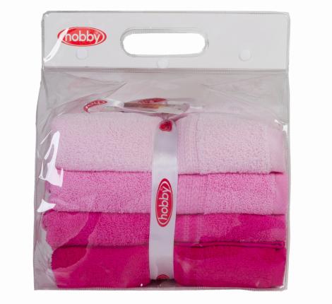 Комплект махровых полотенец 50x90*4 Hobby &quot;RAINBOW&quot;, розовый