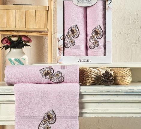 Комплект махровых полотенец &quot;TWO DOLPHINS&quot; (50x90/70х140) 2 шт. HAZAN, розовый