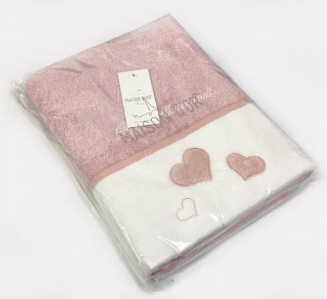 Полотенце махровое  Maison D'or &quot;MONIQUE HEARTS&quot; 85х150,  грязно-розовый