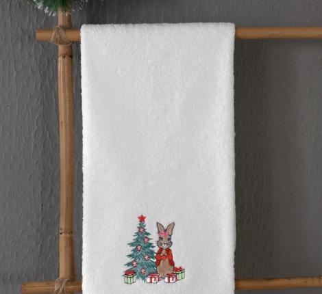 Полотенце Arya с вышивкой Рождество 50x90 Bunny, Белый