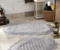 Набор ковриков для ванной &quot;MODALIN&quot; кружевной MERIT 50x80 + 45x60 см 1/2, Светло-Серый