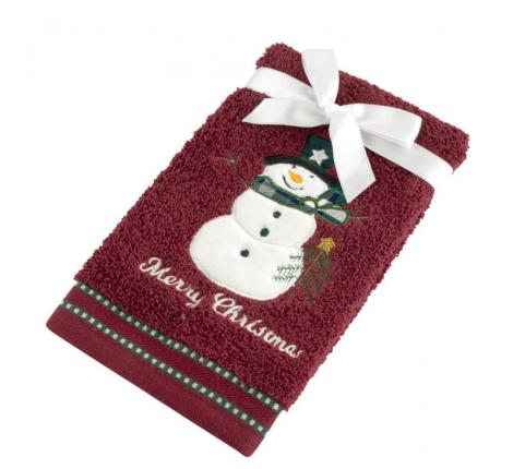 Полотенце Arya с вышивкой Рождество 50x90 Snowman, Красный