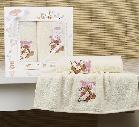 Комплект полотенец &quot;KARNA&quot; детский BAMBINO-TEDDY 50x70-70х120 см , Mолочный