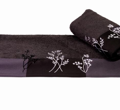 Махровое полотенце с вышивкой 70x140 Hobby &quot;FLORA&quot; тёмно-серый