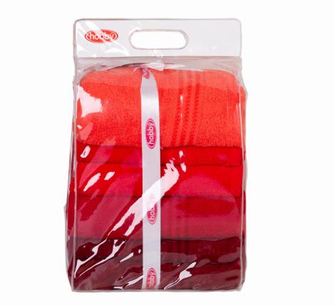 Комплект махровых полотенец 70x140*4 Hobby &quot;RAINBOW&quot;, красный