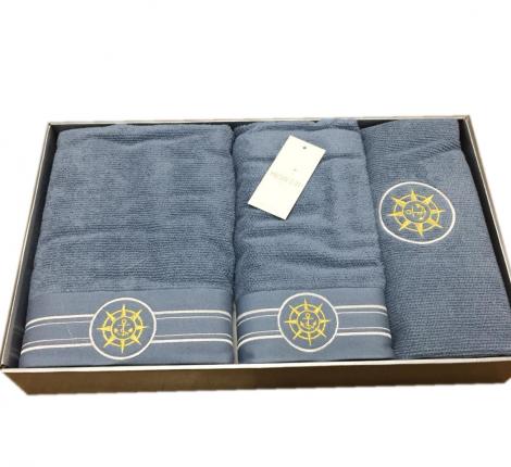 Комплект  полотенец  50x100-85x150 с ковриком 50х80 Maison D'or &quot;ELEGANZE&quot; голубой
