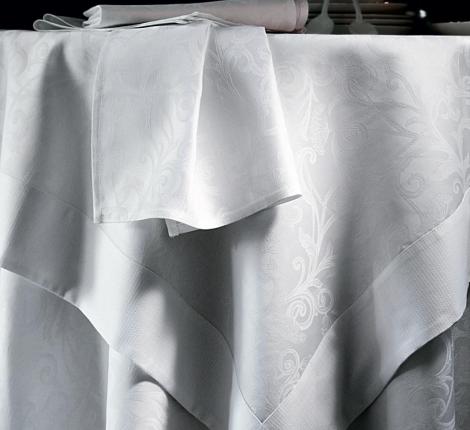 Скатерть круглая &quot;Blanc des Vosges&quot; OMBELLE blanc (белый) 175 см+12 салфеток 50х50