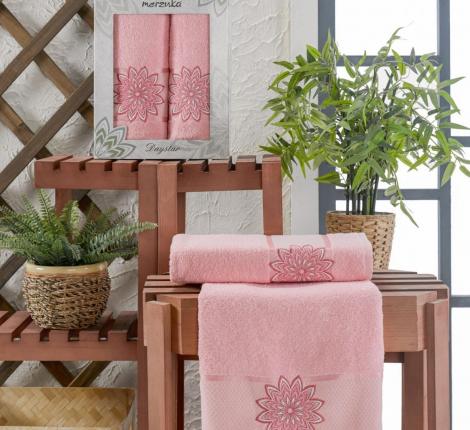 Комплект махровых полотенец &quot;MERZUKA (50x90/1)(70х140/1) 2 шт. DAYSTAR, розовый