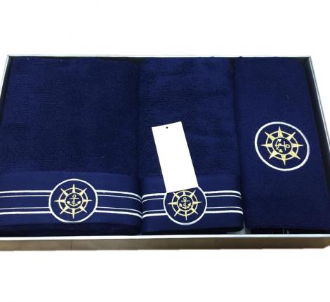 Комплект  полотенец  50x100-85x150 с ковриком 50х80 Maison D'or &quot;ELEGANZE&quot; синий