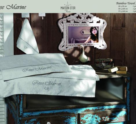 Комплект бамбуковых полотенец  50x100*2 Maison D'or &quot;ROSE MARINE&quot;, белый