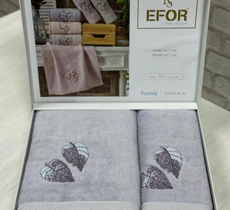 Набор махровых полотенец EFOR &quot;LEAF TIME&quot; (50*90,70*140), сиреневый