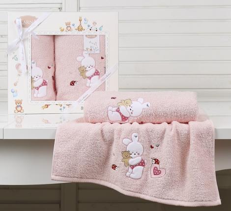 Комплект полотенец &quot;KARNA&quot; детский BAMBINO-BUNNY 50x70-70х120 см , Розовый