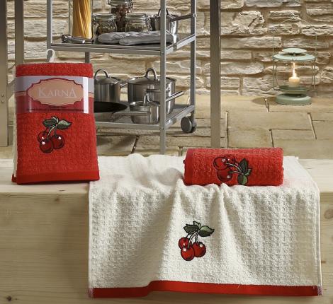 Кухонные полотенца &quot;KARNA&quot; LEMON 45x65 1/2 Красный, V2