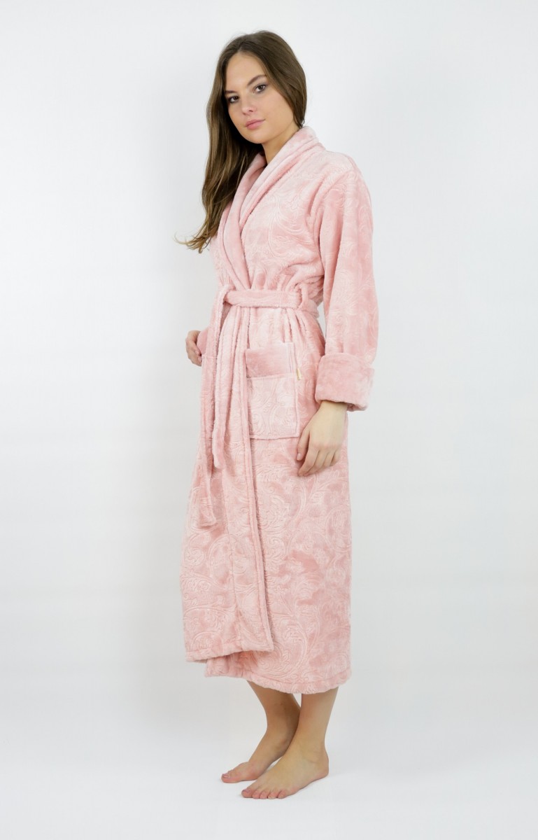 Купить халат женский велсофт-жаккард шалька nusa 8380 пудра, m в интернет  магазине