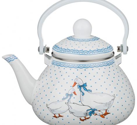 Чайник эмалированный со съёмным фильтром "ГУСИ", 1,3 л