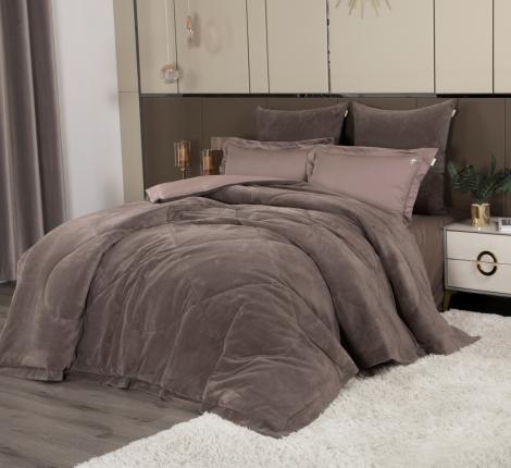 Постельное белье с одеялом "Kazanov.A." Lindor Fluffy (капучино трюфель) Велюр/Egypt Cotton, Семейный