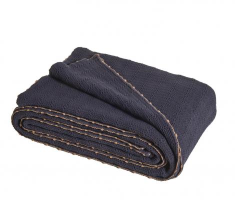 Покрывало пике "Blanc des Vosges" ARTESIA BLEU CORINTHE (темно-синий), 240х260