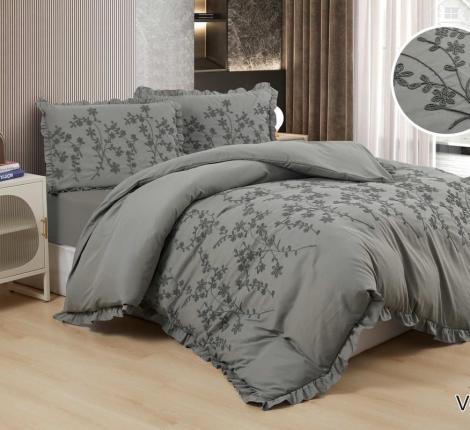 Постельное белье EFOR "COTTONI V-2" с вышивкой "цветы", Евро