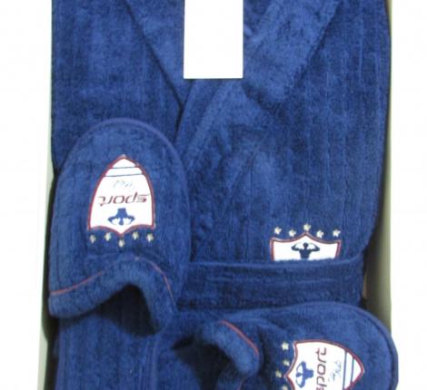 Халат мужской махровый с капюшоном Maison D'or "RODOLPHE" синий, M(46)/L(48)